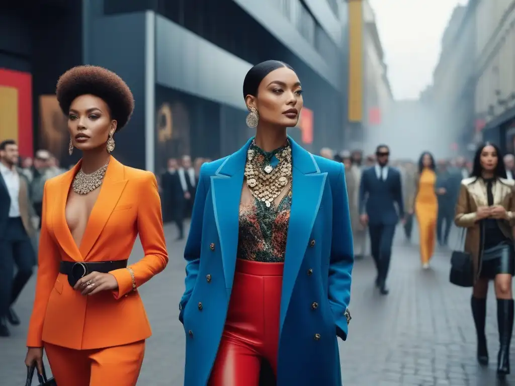 Escena urbana de moda: diversidad y creatividad en la ciudad Una comunidad fiel a la moda diversa se reúne en la bulliciosa calle de la ciudad, exhibiendo estilo y creatividad