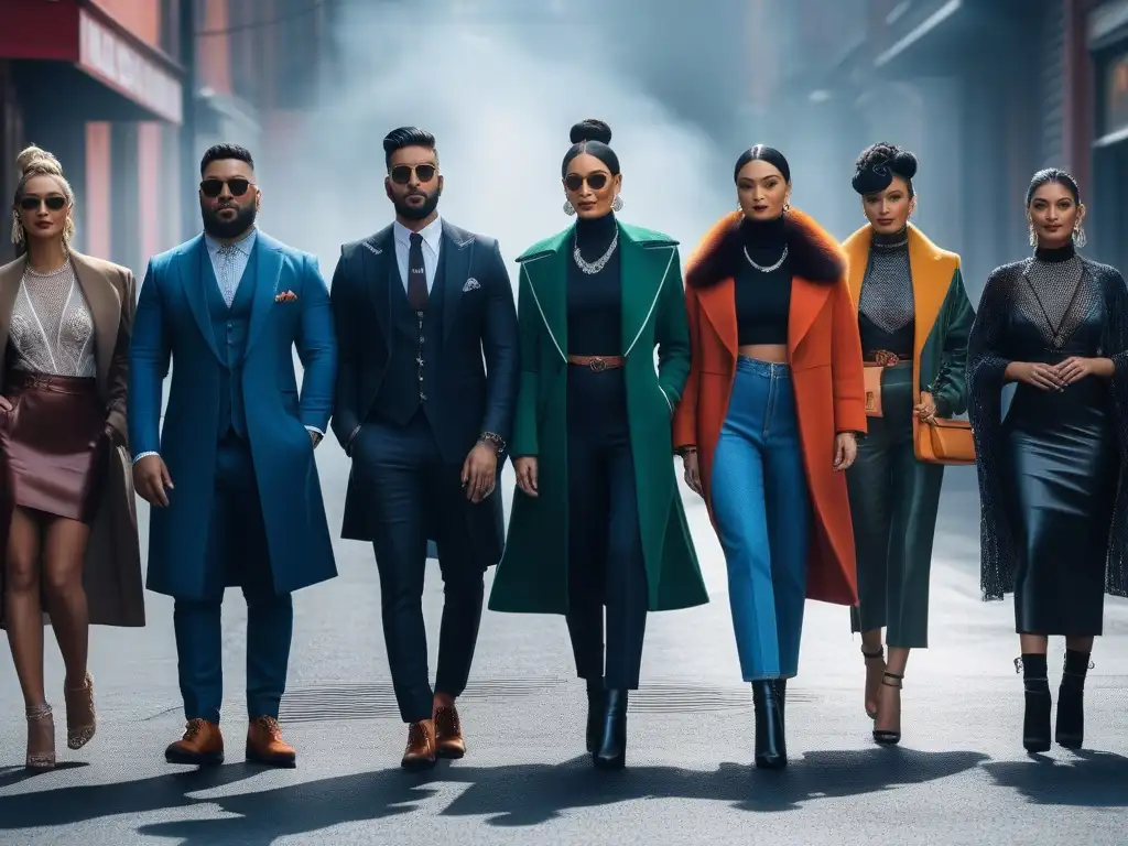 Encuentro de moda: diversidad, estilo y comunidad unida Una comunidad fiel a la moda diversa se reúne en un ambiente urbano, mostrando estilos únicos y celebrando la diversidad con entusiasmo y creatividad