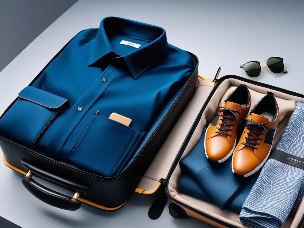 Guardarropa de viaje minimalista: eficiencia y estilo en un solo equipaje Consejos para viajar ligero con estilo: Un elegante y minimalista guardarropa de viaje organizado en una maleta compacta