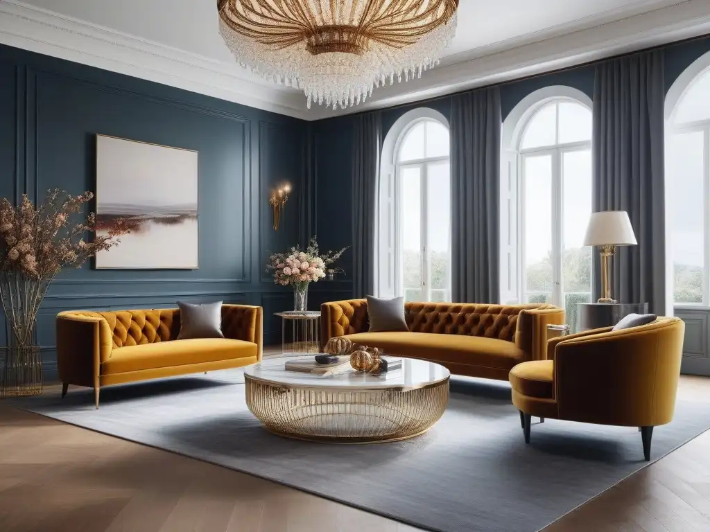 Salón de lujo moderno: sofisticación y elegancia en muebles de alta gama Consejos mantenimiento mobiliario lujo: Sala de estar lujosa y moderna con muebles de alta gama y elegante decoración