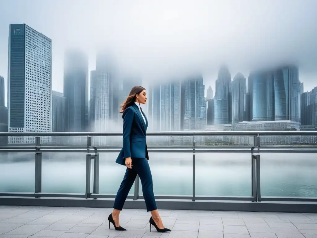 Estilo profesional para mujer pequeña: Blazer, tacones y accesorios Consejos de moda para tallas petite: Look moderno con blazer, pantalones cortos, tacones y accesorios elegantes en la ciudad