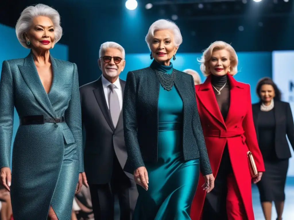 Desfile de moda senior: elegancia y empoderamiento Desfile de moda senior con diversidad, elegancia y edad