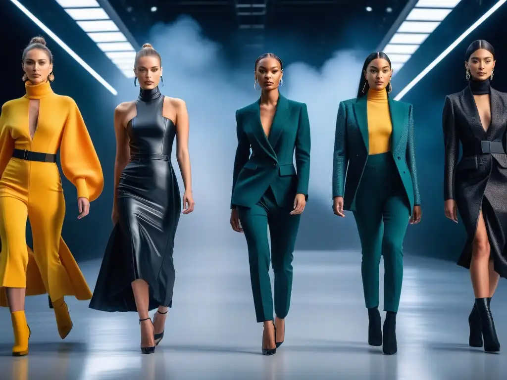 Desfile de moda inclusiva: diseño adaptativo de vanguardia Un desfile futurista de moda adaptativa para todos cuerpos, con modelos empoderados y estilosos