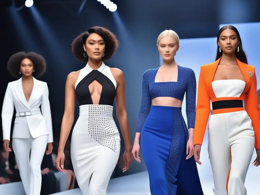Desfile de moda adaptativa: diversidad y empoderamiento Un desfile futurista de moda adaptativa para todos cuerpos, donde la diversidad y la innovación brillan en la pasarela