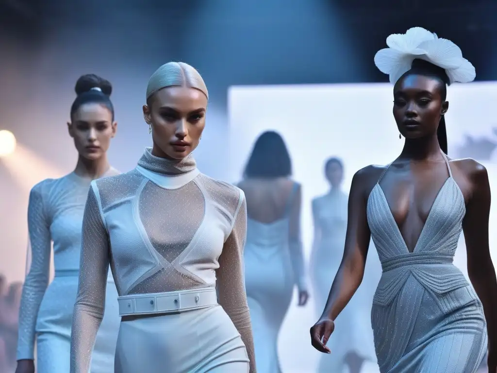 Moda adaptativa revolucionaria: desfile futurista Un desfile futurista de moda adaptativa con modelos diversos mostrando diseños innovadores
