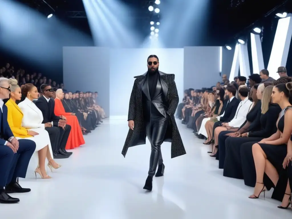 Desfile futurista de celebridades con moda adaptativa Un desfile futurista de moda adaptativa con celebridades, exudando elegancia y empoderamiento