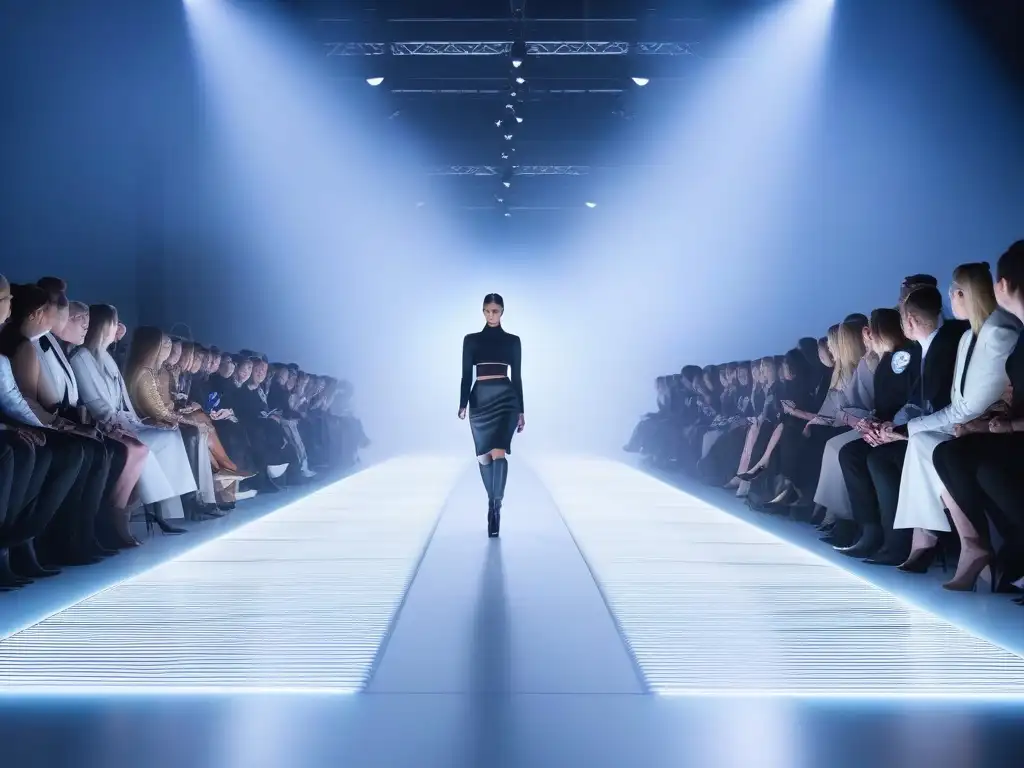 Moda adaptativa de vanguardia: runway tecnológico con diversidad Desfile futurista de moda adaptativa inclusiva y diversa con prendas de alta tecnología