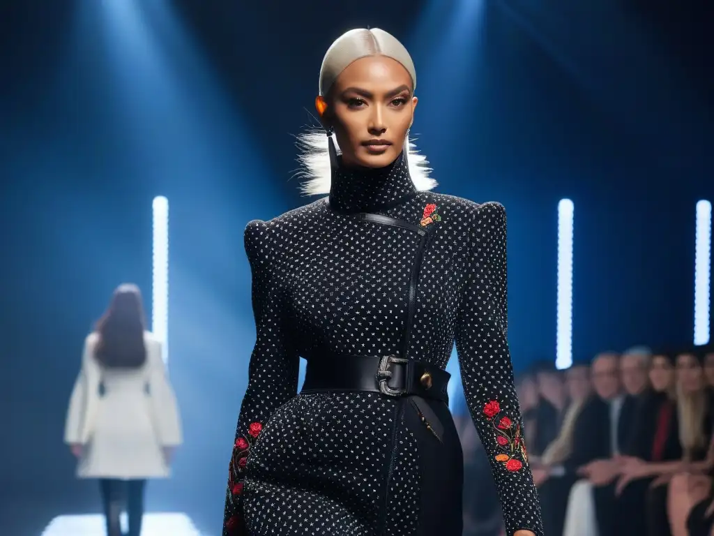 Desfile de moda inclusiva y futurista: diversidad en la pasarela Desfile futurista de moda adaptativa para todos, con modelos diversos mostrando empoderamiento y estilo