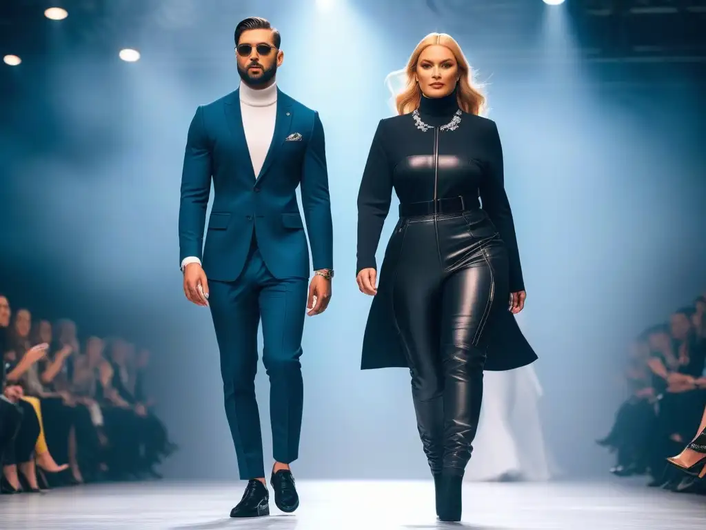 Desfile de moda adaptativa: estilo y funcionalidad Un desfile futurista de moda adaptativa con modelos seguros y empoderados