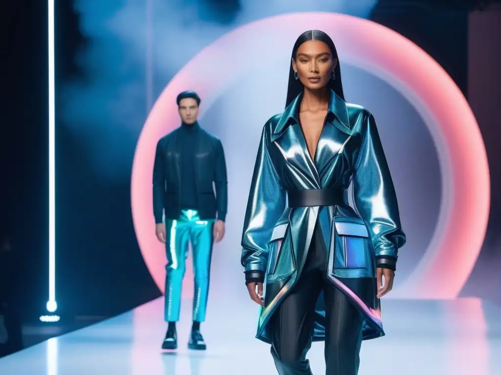 Moda adaptativa: innovación inclusiva en la pasarela futurista Un desfile futurista con moda adaptativa para todos, fusionando estilo y tecnología de vanguardia