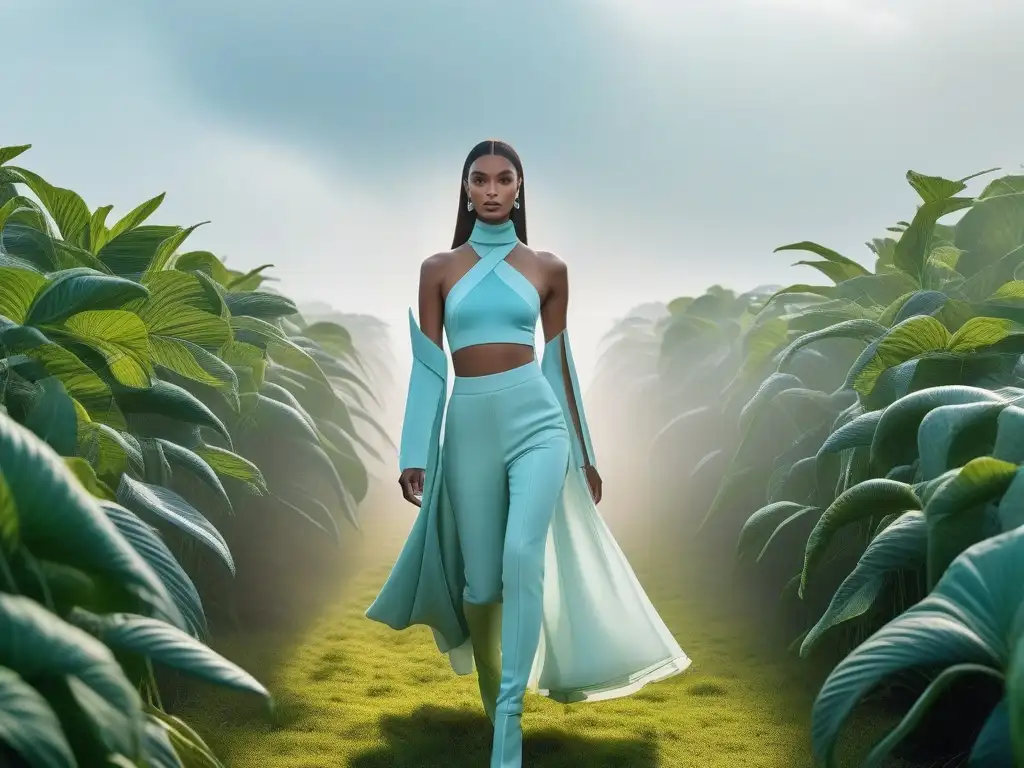 Desfile ecofriendly: moda sostenible en pasarela futurista Un desfile futurista de moda ecoconsciente, fusionando innovación y compromiso ambiental para combatir el cambio climático