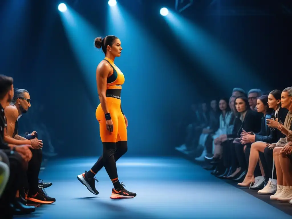 Desfile inclusivo de moda deportiva: diversidad en la pasarela Desfile futurista de moda deportiva inclusiva tendencias con atletas diversos desfilando con orgullo y determinación