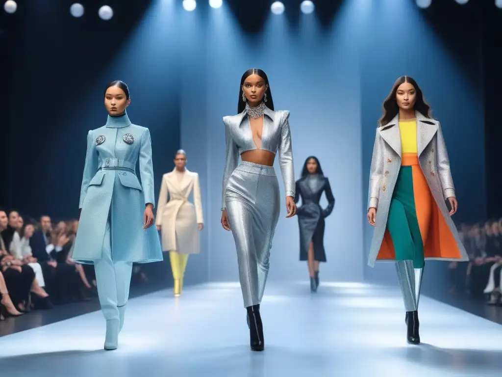 Desfile futurista de moda petite: diversidad y vanguardia Un desfile futurista de moda petite: evolución y diversidad, con modelos seguras y estilos vanguardistas