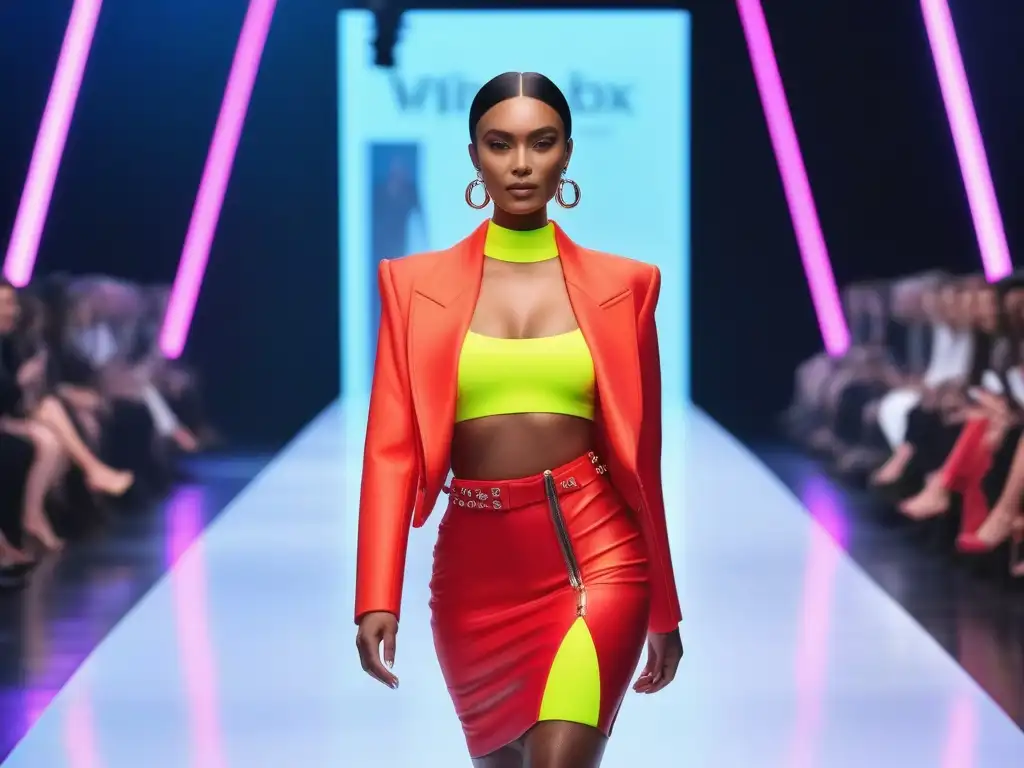 Desfile futurista: moda inclusiva y empoderamiento Un desfile futurista de moda inclusiva en un evento icónico