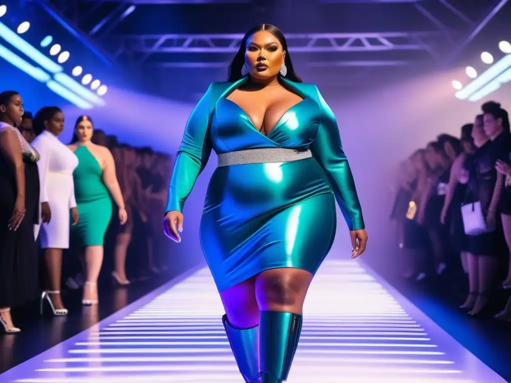 Desfile futurista de moda inclusiva para todas las tallas con modelos de talla grande empoderadas y estilosas