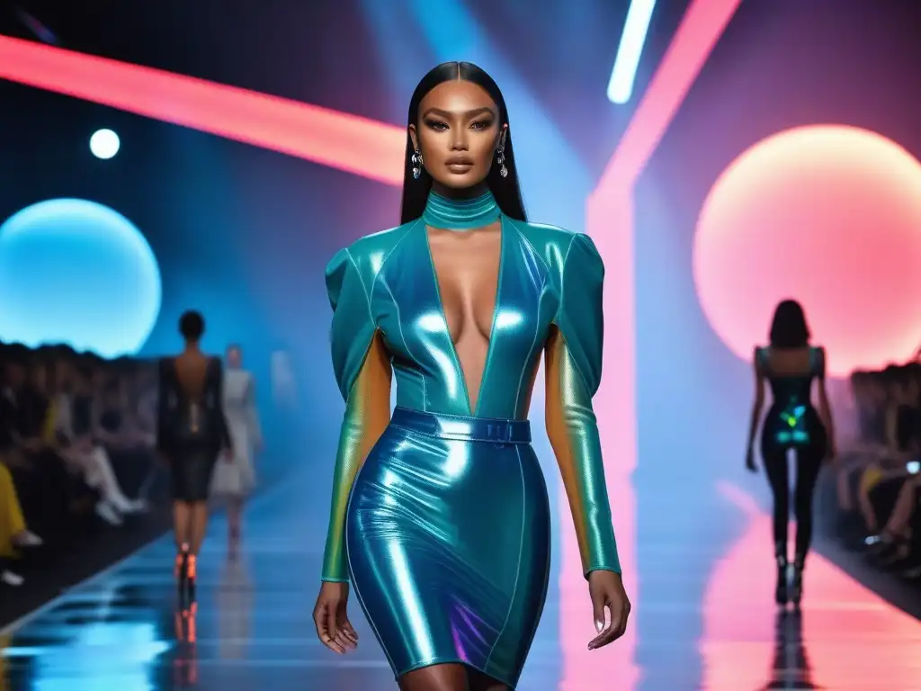 Desfile inclusivo: moda diversa en pasarela futurista Desfile futurista de moda inclusiva para todos cuerpos