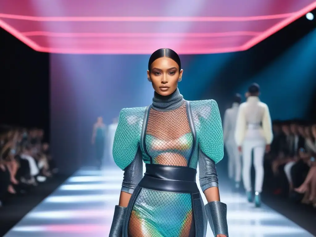 Desfile inclusivo: moda diversa en pasarela futurista Un desfile futurista con moda inclusiva en series populares