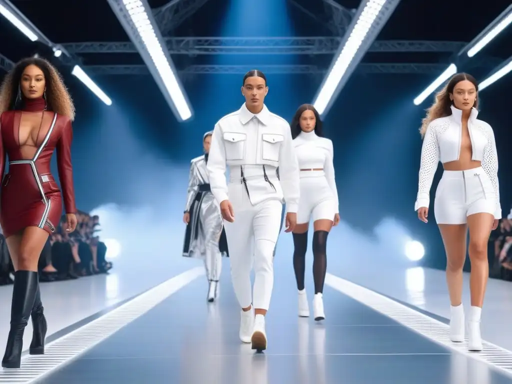 Desfile inclusivo: moda futurista y tecnológica para todos Un desfile futurista con moda inclusiva para todos los cuerpos, géneros y etnias