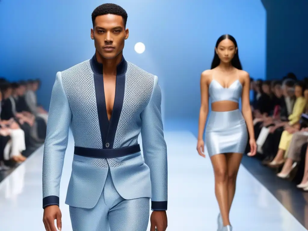 Desfile inclusivo de moda futurista: tecnología y estilo para todos Desfile futurista de moda inclusiva para todos los cuerpos con modelos diversos caminando con confianza