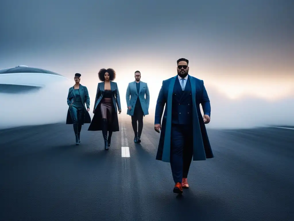 Desfile futurista: moda personalizada y diversidad en la pasarela Un desfile futurista donde la moda a medida para todos brilla en la pasarela, reflejando la diversidad y la inclusividad