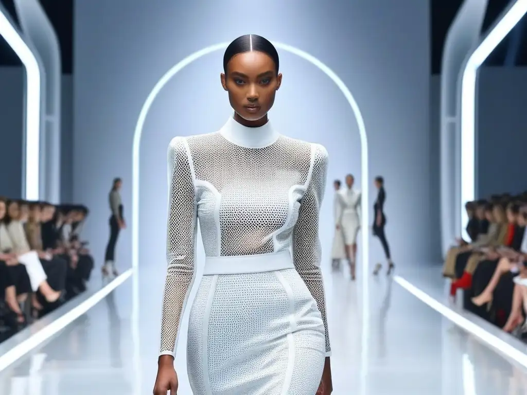 Desfile de moda futurista para altos: elegancia y vanguardia en 2021 Desfile futurista de moda para personas altas 2021 con modelos elegantes y sofisticados en pasarela