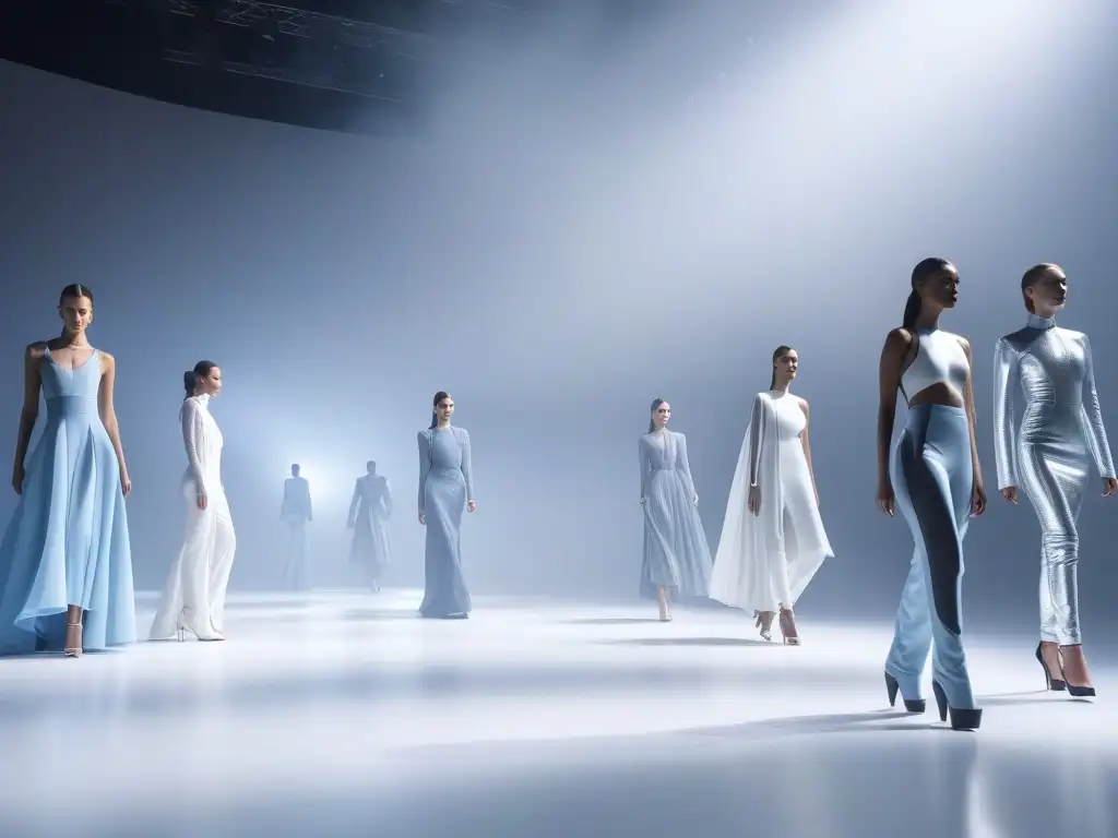 Moda adaptable: desfile hightech con telas inteligentes Desfile futurista de moda con ropa adaptable para diferentes cuerpos