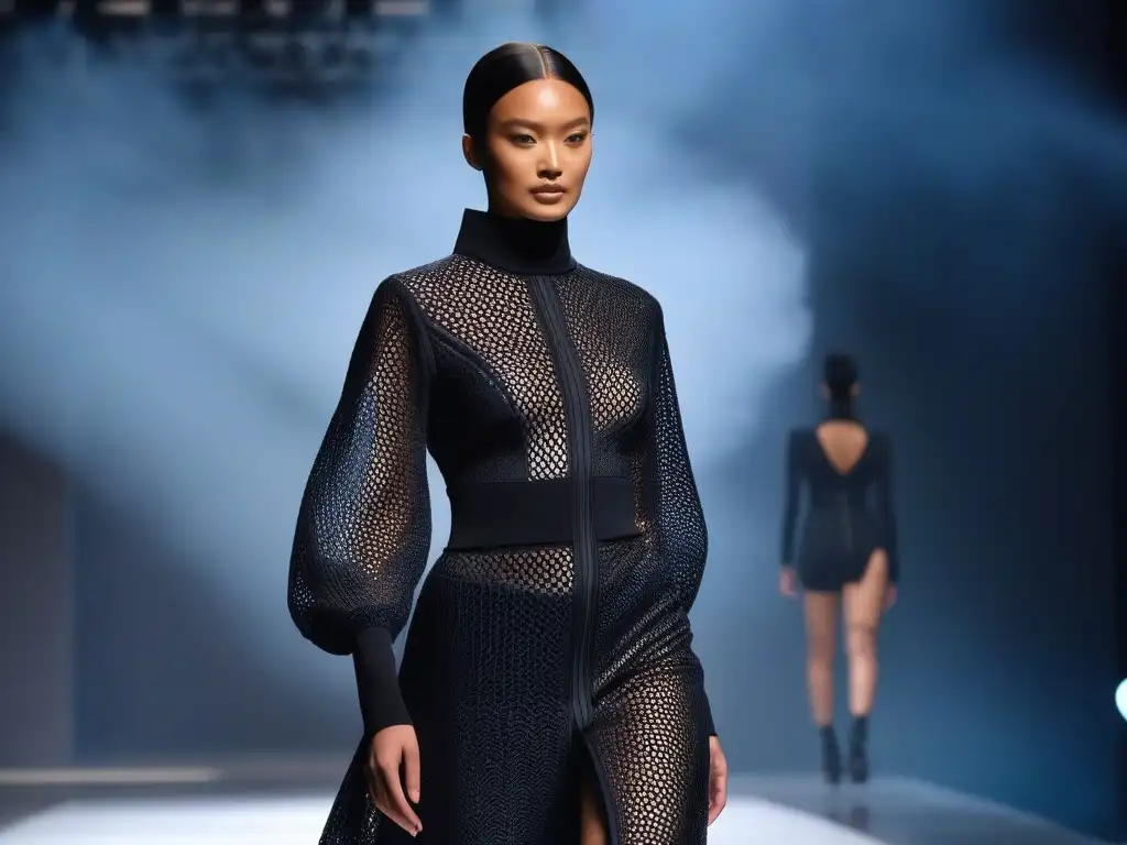 Moda sostenible y tecnología inclusiva en la pasarela futurista Desfile futurista de moda sostenible para todos cuerpos