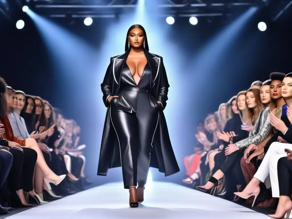 Desfile inclusivo: moda futurista para todos los cuerpos Un desfile futurista con modelos diversos de todas las formas y etnias, luciendo moda inclusiva para todos cuerpos