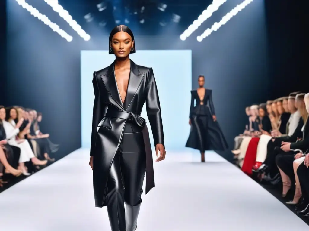 Desfile inclusivo de moda del futuro con modelos diversos Desfile futurista con modelos diversos en tejidos adaptativos en moda inclusiva