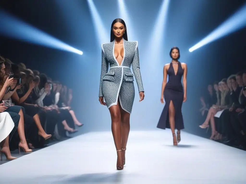 Desfile inclusivo: moda adaptativa rompiendo barreras Desfile futurista de modelos con habilidades diversas luciendo Tejidos Adaptativos en Moda Inclusiva