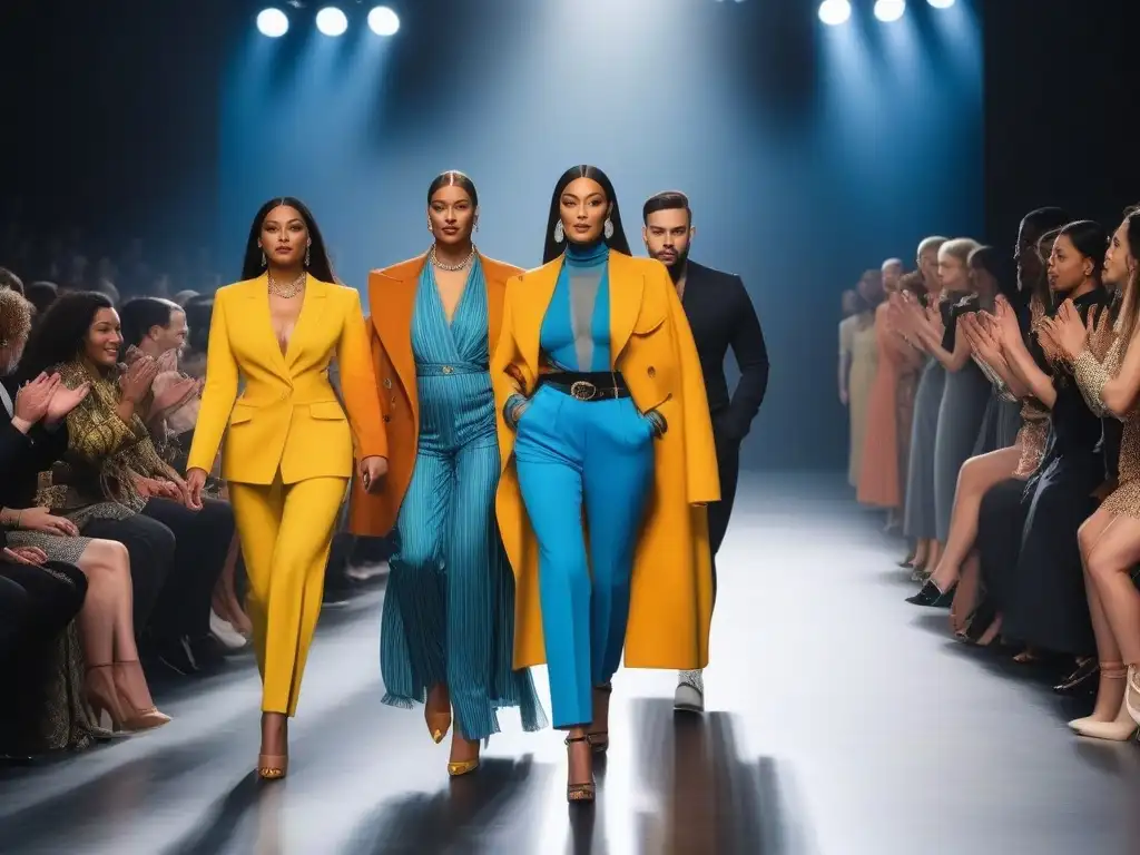 Desfile inclusivo celebra la diversidad en la moda Un desfile icónico de moda inclusiva: modelos diversos desfilan con confianza en la pasarela, celebrando la individualidad