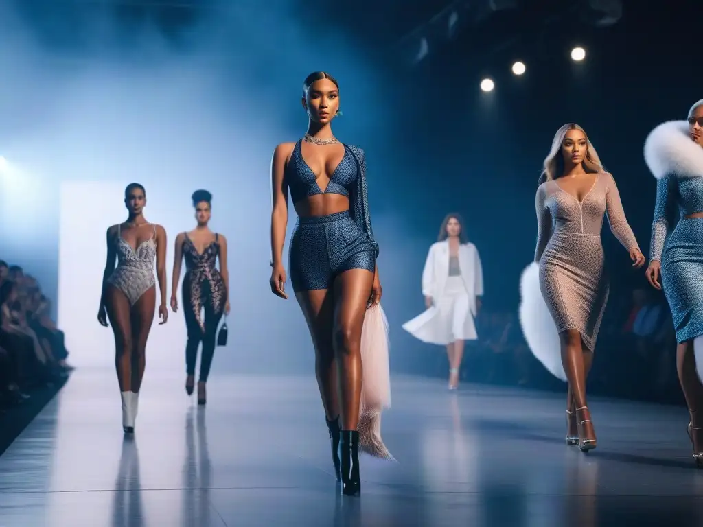 Desfile de moda inclusivo: diversidad y estilo en 8k Un desfile inclusivo y empoderador con modelos diversos luciendo diseños modernos en un escenario chic