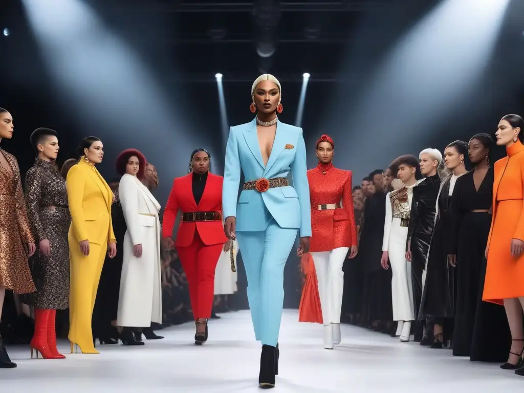 Desfile inclusivo: moda vanguardista 2023 con modelos trans y no binarios Desfile inclusivo de moda 2023 con personas trans no binarias empoderadas y seguras en la pasarela