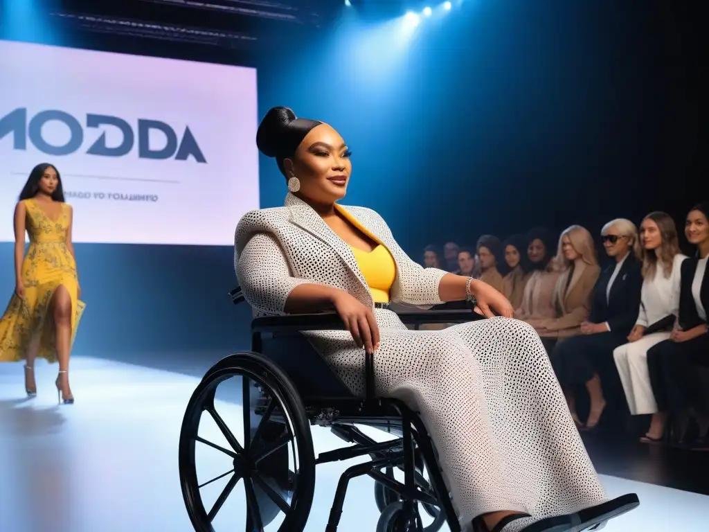 Desfile de Moda Inclusiva: Celebrando la Diversidad En Pasarela Un desfile inclusivo con modelos de diferentes cuerpos, razas y habilidades, luciendo diseños variados