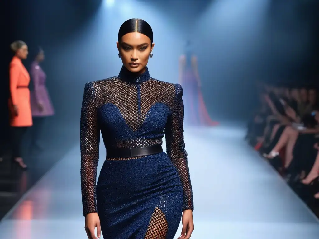 Desfile inclusivo y vibrante: modelos diversos en pasarela Desfile inclusivo con modelos de diferentes cuerpos y estilos, exhibiendo tendencias moda cuerpos diversos en una pasarela vibrante y empoderadora