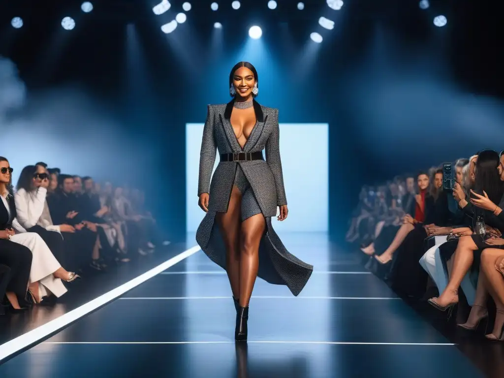 Desfile de moda inclusivo: diversidad, empoderamiento y estilo Desfile inclusivo: modelos diversos y seguros de sí mismos caminan juntos en la pasarela, irradiando empoderamiento y moda inclusiva