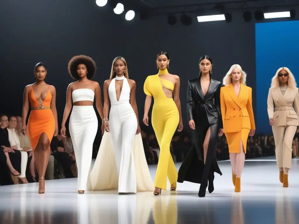 Desfile inclusivo: moda minimalista con diversidad de estilos Un desfile inclusivo con modelos de diferentes edades, géneros y tipos de cuerpo, luciendo moda minimalista y estilosa