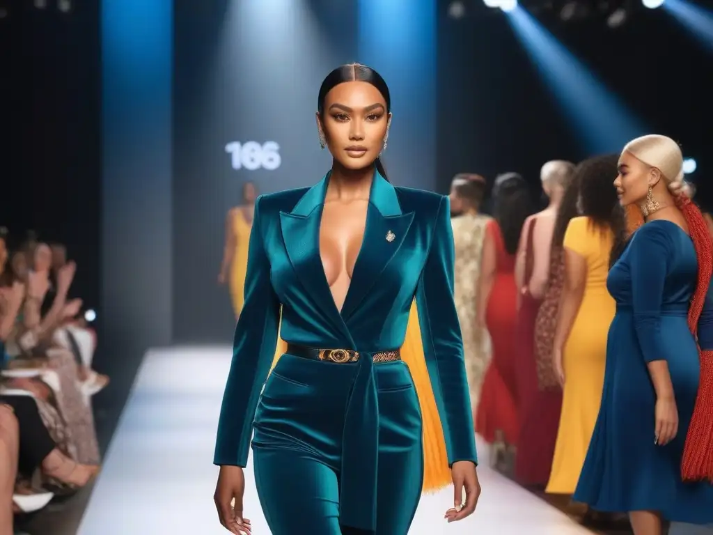 Desfile de moda inclusivo: diversidad, estilo y empoderamiento Desfile inclusivo con modelos diversos, empoderados y seguros de sí mismos, mostrando moda inclusiva para todos cuerpos
