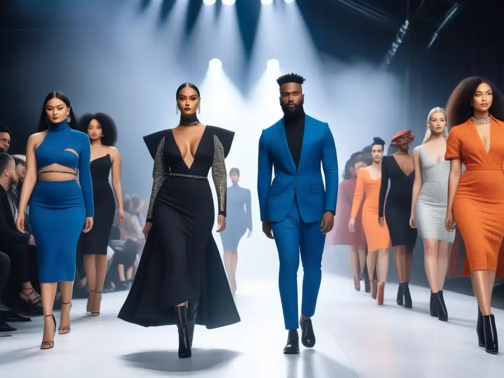 Desfile de moda inclusivo y vanguardista con modelos diversos Un desfile inclusivo de modelos con estilos diversos y modernos
