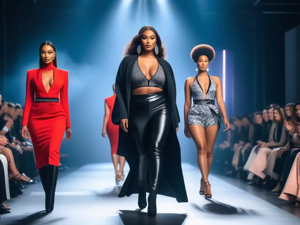 Desfile inclusivo de moda: diversidad y estilo en la pasarela Un desfile inclusivo de modelos de diferentes etnias, cuerpos y habilidades, luciendo diseños inclusivos