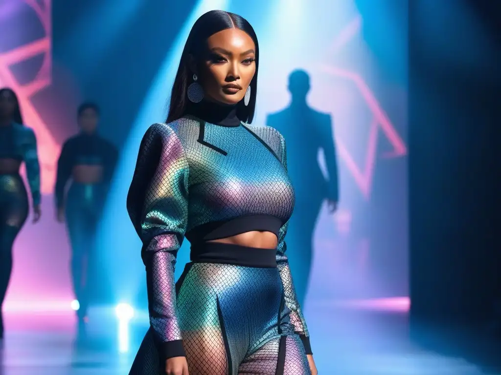 Desfile inclusivo y futurista: moda diversa en pasarela vibrante Desfile inclusivo con modelos de todas las formas y etnias en diseño de moda variado
