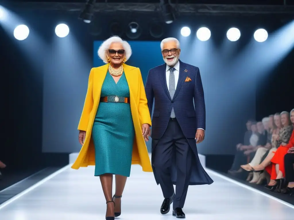 Desfile de moda senior: diversidad y creatividad en 8k Desfile de moda senior con innovaciones en tejidos y tendencia