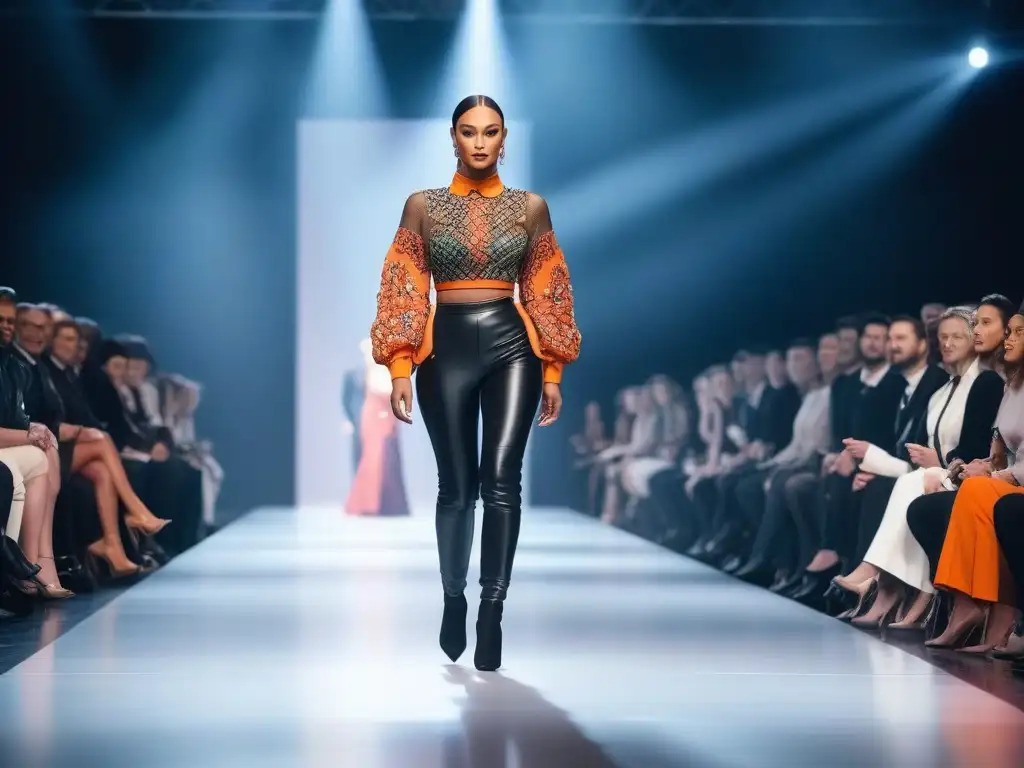 Desfile de moda inclusivo con amputados empoderados Desfile de moda adaptativa para amputados con estilo y empoderamiento en un ambiente moderno y progresista