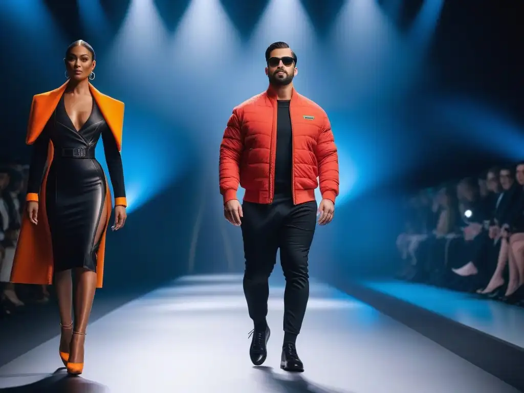 Desfile de moda inclusiva: innovación y diversidad en la pasarela futurista Desfile de moda adaptativa para diferentes cuerpos, innovación y estilo en una pasarela futurista
