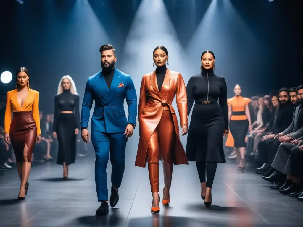 Desfile inclusivo de moda adaptativa: diversidad en la pasarela Un desfile de moda adaptativa para todos cuerpos, con modelos diversos desafiando estándares de belleza