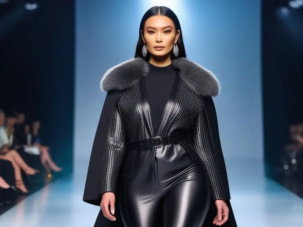 Desfile de moda adaptativa: diversidad y empoderamiento Desfile de moda adaptativa para todos cuerpos en pasarela futurista, con diseños innovadores y ambiente de ensueño