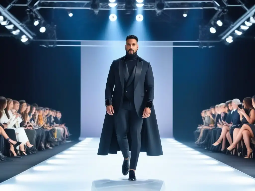 Desfile de moda adaptativa en 8k: diversidad y estilo inclusivo Desfile de moda adaptativa para todos cuerpos en una pasarela futurista de alta tecnología, con diseños inclusivos y vanguardistas