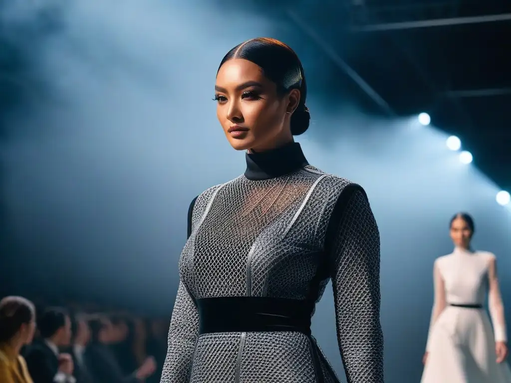 Desfile de moda inclusiva: innovación adaptativa para todos Desfile de moda adaptativa para todos con diseños innovadores y modelos seguros de sí mismos en una pasarela futurista