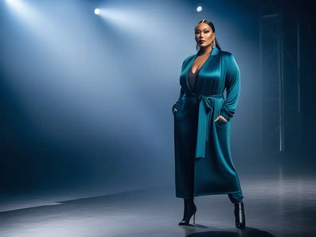 Pasarela inclusiva: moda adaptativa para todos Desfile de moda adaptativa para diversidad corporal en una pasarela futurista iluminada