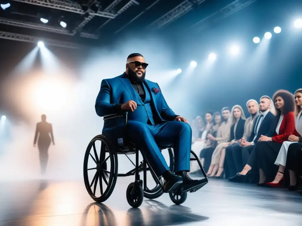 Desfile de moda inclusivo y empoderador con ropa adaptativa Desfile de moda adaptativa para diversidad corporal, personas con discapacidad exhiben con confianza ropa moderna y funcional
